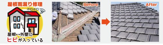 屋根の劣化なら：屋根雨漏り修理